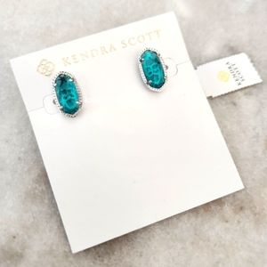 Kendra Scott London Blue Ellie silver stud earrings NWT
